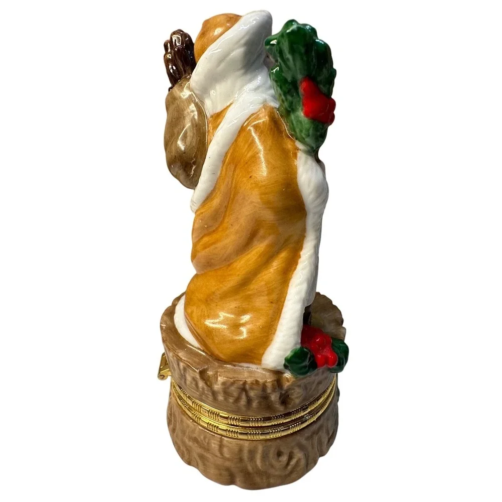 Santa Claus Trinket Box Ceramic Holiday Figurine Storage Pinecone‎ Toys
